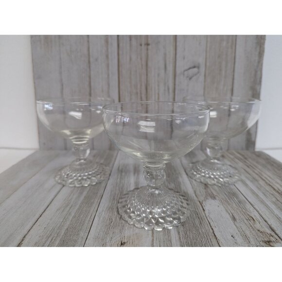 Anchor Hocking Bubble Foot Champagne Glasses 4" Stemmed Set of 3 - Picture 2 of 5
